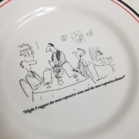 Restoration Hardware Plate White New Yorker Waiter Wine Dinner Arnie Levin 1998 - Picture 7 of 13